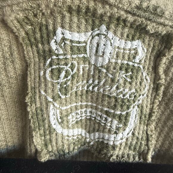 Vintage Y2K Embellished Thermal Long Sleeve Womens L Rhinestone Waffle Knit‎ Top - Picture 2 of 5